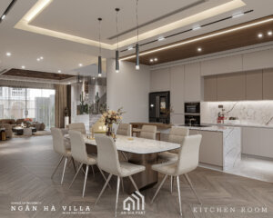 Mẫu thiết kế nội thất phòng khách villa theo phong cách hiện đại phá cách với không gian mở