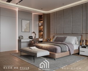Thiết kế nội thất villa - Phòng ngủ Master hiện đại